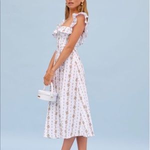 Reformation linen high slit midi dress